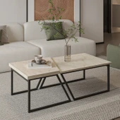 Verona İkili Orta Sehpa – Modern Tasarım Metal Ayaklı Sehpa Seti - 1