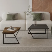 Verona İkili Orta Sehpa – Modern Tasarım Metal Ayaklı Sehpa Seti - 3