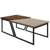 Verona İkili Orta Sehpa – Modern Tasarım Metal Ayaklı Sehpa Seti - 4