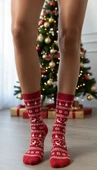 Plus Scorpion Kadın Yılbaşı Havlu Desenli Çorap – Pamuklu, Kalın ve Sıcak Tutan Noel Temalı Tekli Çorap thumbnail 3