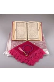 Şal + Seccade + Tesbih + Kuran Hediye Seti (hafız Boy, Fuşya Pembe) thumbnail 3