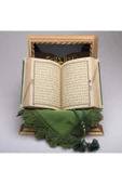Şal + Tesbih + Kuran Hediye Seti (hafız Boy, Ahşap Kutulu, Zeytin Yeşili) thumbnail 3