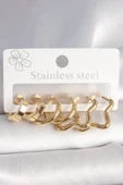 316L Çelik Gold Renk Yıldız Halka Model Kadın Küpe Seti - TJ-BKP10392 - 1