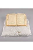 Seccade + Tesbih + Kuran Hediye Seti (hafız Boy, Kadife, Beyaz) thumbnail 3