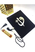Isimli Kadife Kuranı Kerim Kutulu Orta Boy (16X24 CM) (SİYAH) Tesbih, Ayraç Seti thumbnail 6