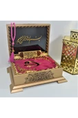 Isimli Kadife Kuranı Kerim Gold Sandık (FUŞYA PEMBE) Hafız Boy (14*20 CM) Ayraç,tesbih Seti thumbnail 1