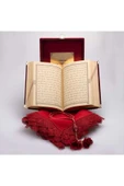 Şal Seccade Tesbih Kuran Set (ÇANTA BOY, PLAKET KUTU, BORDO) thumbnail 4