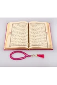 Gelin Kuran'ı Kerim'i.hafız Boy(14 X 20) Termo Deri Kırmızı Kuran-ı Kerim,inci Tesbih. thumbnail 2