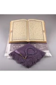 Şal + Seccade + Tesbih + Kuran Hediye Seti (orta Boy, Lila) thumbnail 3