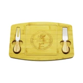 BIÇAK SAĞ-SOL 19X29CM -1.5CM AHŞAP BAMBU KAHVALTI PEYNİR SUNUM TABAK 2PEYNİR BIÇAK=AHŞAP SAPLI (5284) - 1