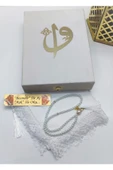 Isimli Raşel Kumaş Kuran-ı Kerim Ortaboy Kutulu (16X24)(BEYAZ)namaz Örtü,inci Tesbih, Ayraç Seti thumbnail 4