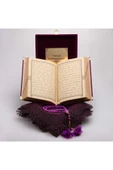 Şal Seccade Tesbih Kuran Seti (ÇANTA BOY, PLAKET KUTU, MOR) thumbnail 4