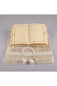 Seccade + Tesbih + Kuran Hediye Seti (hafız Boy, Kadife, Beyaz-1) thumbnail 3