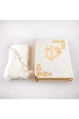Şal + Tesbih + Kuran Hediye Seti (çanta Boy, Kadife, Beyaz) thumbnail 2