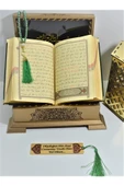Isimli Kadife Kuranı Kerim Gold Sandık (ZÜMRÜTYEŞİLİ) Hafızboy (14*20)ayraç,tesbih Seti thumbnail 3
