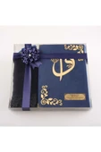 Şal + Tesbih + Kuran Hediye Seti (çanta Boy, Kadife, Lacivert) thumbnail 1