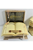 Isimli Kadife Kuranı Kerim Gold Sandık (VİZON) Hafız Boy (14*20 CM) Ayraç,tesbih Seti thumbnail 4