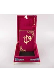 Tesbih Kuran Hediye Seti (ORTA BOY, KADİFE PLAKET SANDIKLI, FUŞYA PEMBE) thumbnail 1
