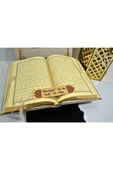 İsimli Kadife Kuranı Kerim Özel Ahşap Kutulu Ortaboy (16X24)(GRİ) Örtü,tesbih, Ayraçseti thumbnail 3
