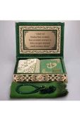 Raşel Kutulu, Şal + Seccade + Tesbih + Kuran Hediye Seti (Orta Boy, Yeşil, Elif-Vav) thumbnail 3