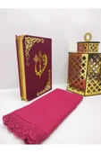 Kur'an­ı Kerim Hayrat Neşriyat Ortaboy (16x24)(fuşya Pembe, Mühürlü) Örtü Seti thumbnail 1