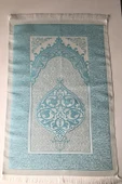 Orta Boy( 16x24 Cm)termo Deri Kuran-ı Kerim Turkuaz,seccade,inci Tesbih Set thumbnail 4