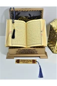 Isimli Kadife Kuranı Kerim Gold Sandık (LACİVERT) Hafız Boy (14*20 CM) Tesbih,ayraç Seti thumbnail 4