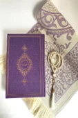 Orta Boy( 16x24 Cm)termo Deri Kuran-ı Kerim Mor,seccade,inci Tesbih Set thumbnail 1