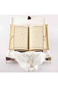 Şal Tesbih Kuran Hediye Seti (ORTA BOY, KADİFE SANDIKLI, BEYAZ) thumbnail 5