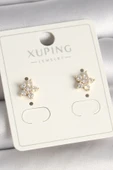Pirinç Gold Renk Zirkon Taşlı Çiçek Model Xuping Kadın Küpe - TJ-BKP10380 - 1