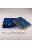 Şal + Seccade + Tesbih + Kuran Hediye Seti (orta Boy, Lacivert) thumbnail 3