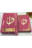 Isimli Kadife Kuranı Kerim Karşılıklı Mealli Kutulu Orta Boy (16X24) (PEMBE) Tesbih, Ayraç Seti thumbnail 3