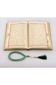 Gelin Kuran'ı Kerim'i.hafız Boy(14 X 20) Termo Deri Yeşil Kuran-ı Kerim,inci Tesbih. thumbnail 2