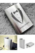 Paslanmaz Çelik Cep Matarası Kişiye Özel Smokin Damat Temalı 9 Oz Çelik Cep Matarası 266 Ml Hediye thumbnail 1