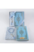 Kuran +  Seccade +  Tesbih Hediye Seti (Orta Boy, Ekonomik Cilt, Desenli Kutu, Açık Mavi) thumbnail 3