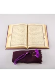Şal + Tesbih + Kuran Hediye Seti (çanta Boy, Kadife, Mor) thumbnail 3