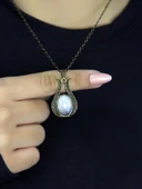 Doğal Taş Aytaşı Doğal Taşlı Lale Modelli Antik Kadın Kolye euk44ay thumbnail 1