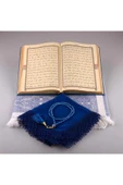 Şal + Seccade + Tesbih + Kuran Hediye Seti (orta Boy, Lacivert) thumbnail 4