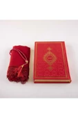 Şal + Tesbih + Kuran Hediye Seti (orta Boy, Kırmızı) thumbnail 2