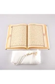 Şal + Tesbih + Kuran Hediye Seti (çanta Boy, Kadife, Beyaz) thumbnail 3