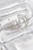 Pirinç Halka Model Gümüş Renk Kadın Set Küpe - TJ-BKP11052 - 1
