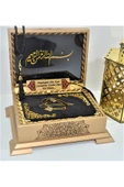 Isimli Kadife Kuranı Kerim Gold Sandık (SİYAH) Hafız Boy (14*20 CM) Ayraç,tesbih Seti thumbnail 1