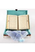 Şal Tesbih Kuran Hediye Set (ORTA BOY, KDF SANDIKLI, TURKUAZ) thumbnail 5