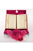 Şal Tesbih Kuran Hediye Seti (ORTA BOY, KADİFE SANDIKLI, FUŞYA PEMBE) thumbnail 5