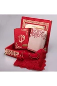 Raşel Kutulu, Şal + Seccade + Tesbih + Kuran Hediye Seti (Orta Boy, Kırmızı, Elif-Vav) thumbnail 1