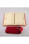 Şal + Tesbih + Kuran Hediye Seti (hafız Boy, Kadife, Kırmızı) thumbnail 3