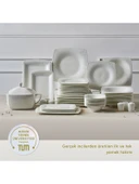 Karaca Fine Pearl Helen 62 Parça 12 Kişilik Beyaz Porselen Kare Tabaklı Şık Yemek Takımı - 2