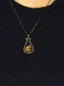 Doğal Taş Kaplangözü Doğal Taşlı Lale Modelli Antik Kadın Kolye euk44kg thumbnail 2