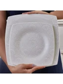 Karaca Fine Pearl Helen 62 Parça 12 Kişilik Beyaz Porselen Kare Tabaklı Şık Yemek Takımı - 8