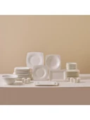 Karaca Fine Pearl Helen 62 Parça 12 Kişilik Beyaz Porselen Kare Tabaklı Şık Yemek Takımı - 1